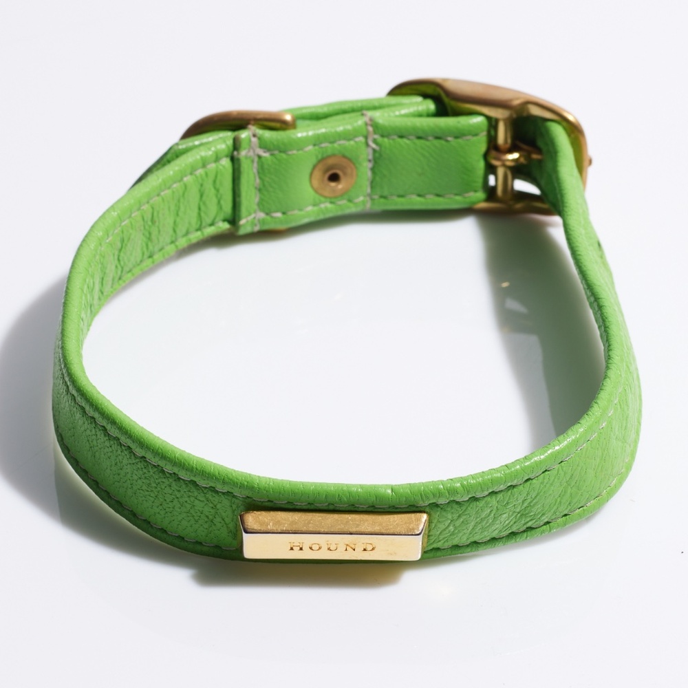 Leather Dog Collar by Hound Collection with Gold Bar Logo
